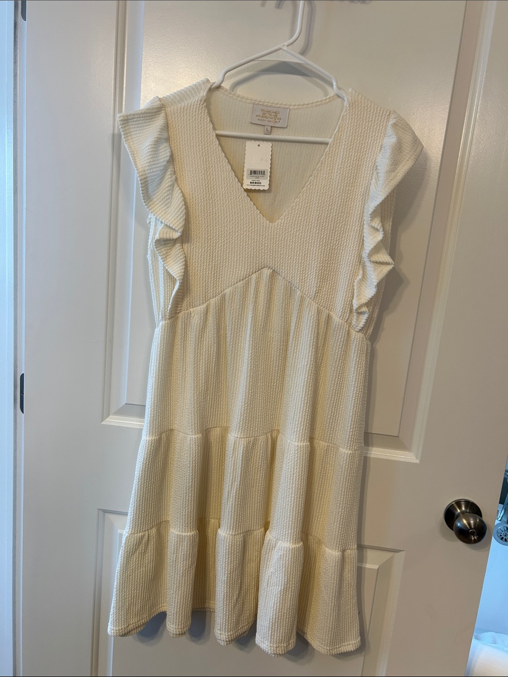 NWT Simply Southern Cream Ruffle-Sleeve Dress